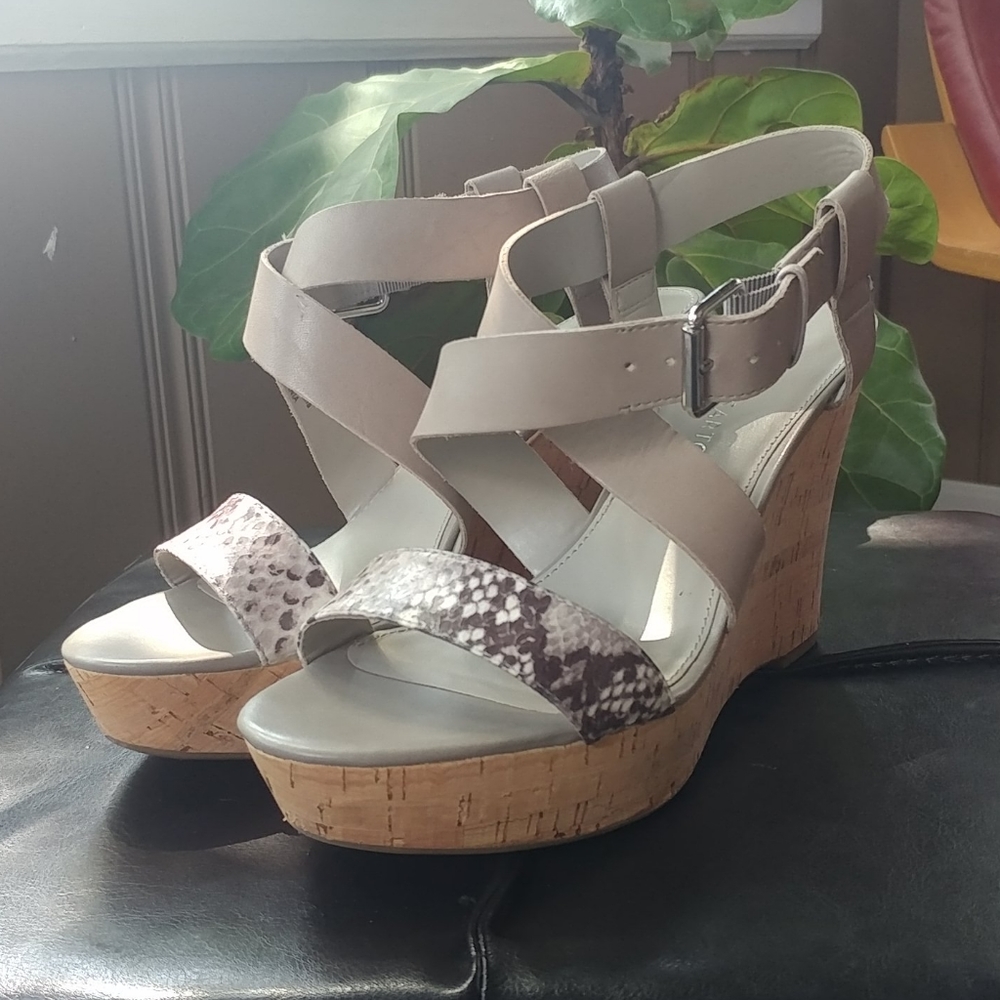 Franco Sarto Summer Sandal Leather Wedges 8.5